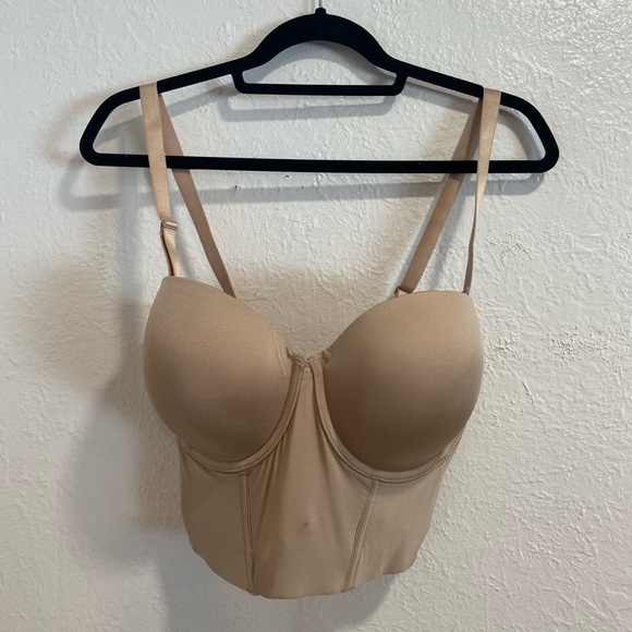 Lovely 34G longline nude strapless bustier with straps attached. - Picture 1 of 4